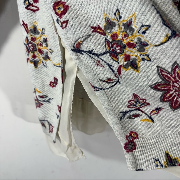 Lucky Brand Chiffon Trim Waffle Knit Floral Top - Picture 4 of 10